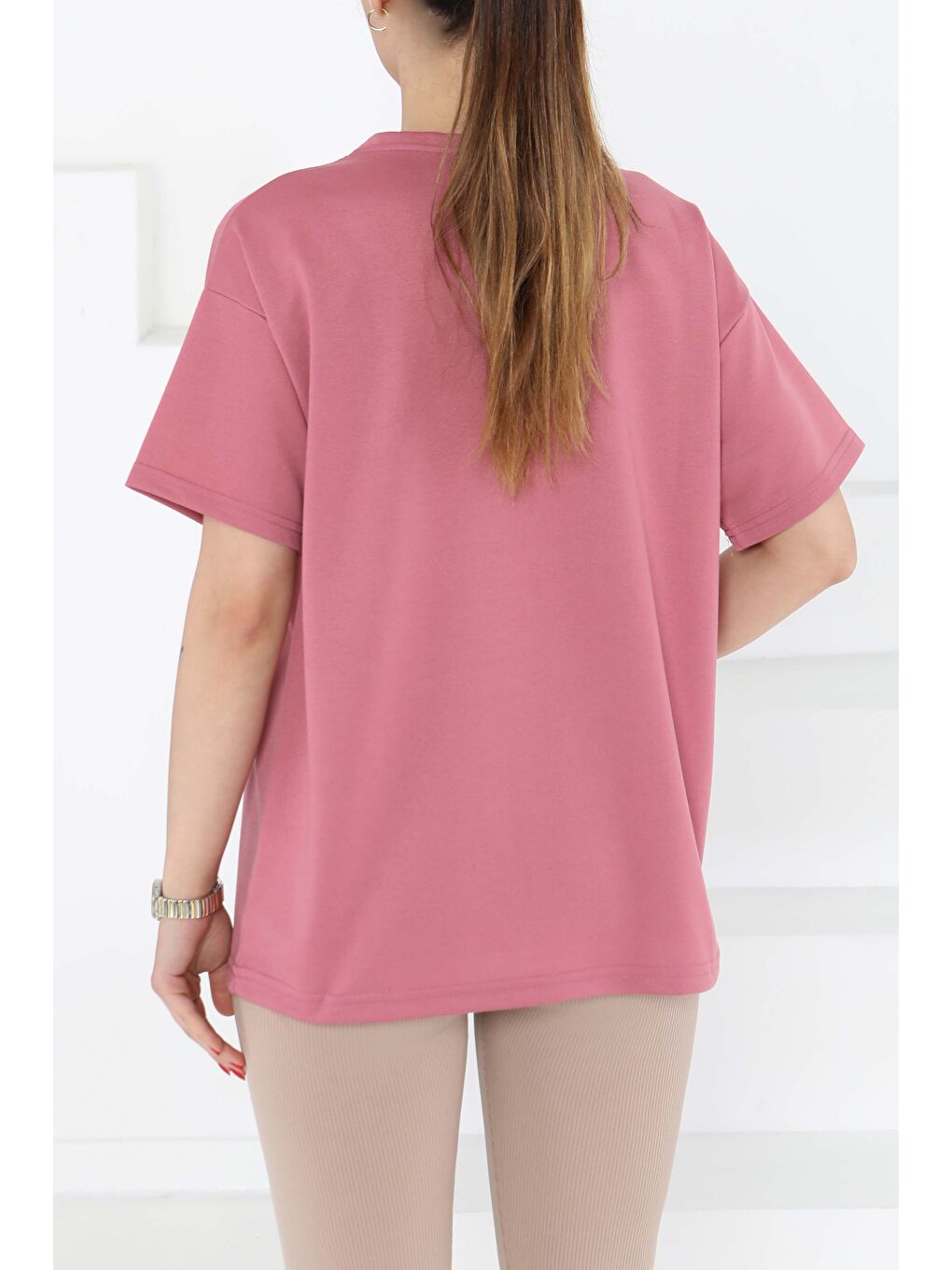 Pembe Kısa Kollu T-Şhirt Gül - 27140-4