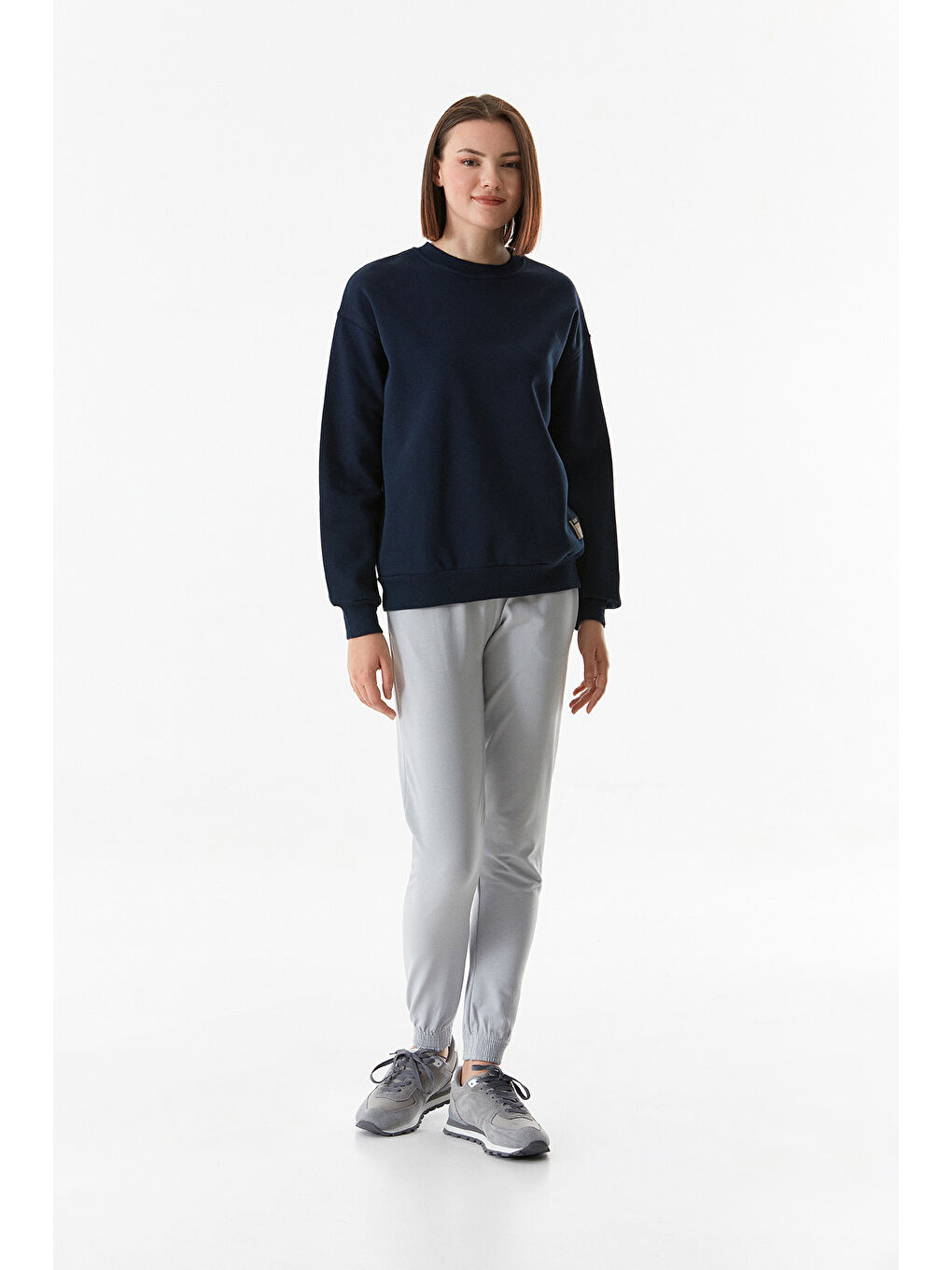 Fullamoda Lacivert Basic Bisiklet Yaka Sweatshirt - 1