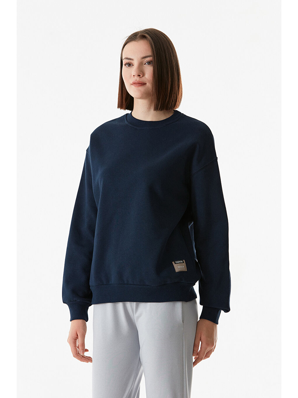 Fullamoda Lacivert Basic Bisiklet Yaka Sweatshirt - 2