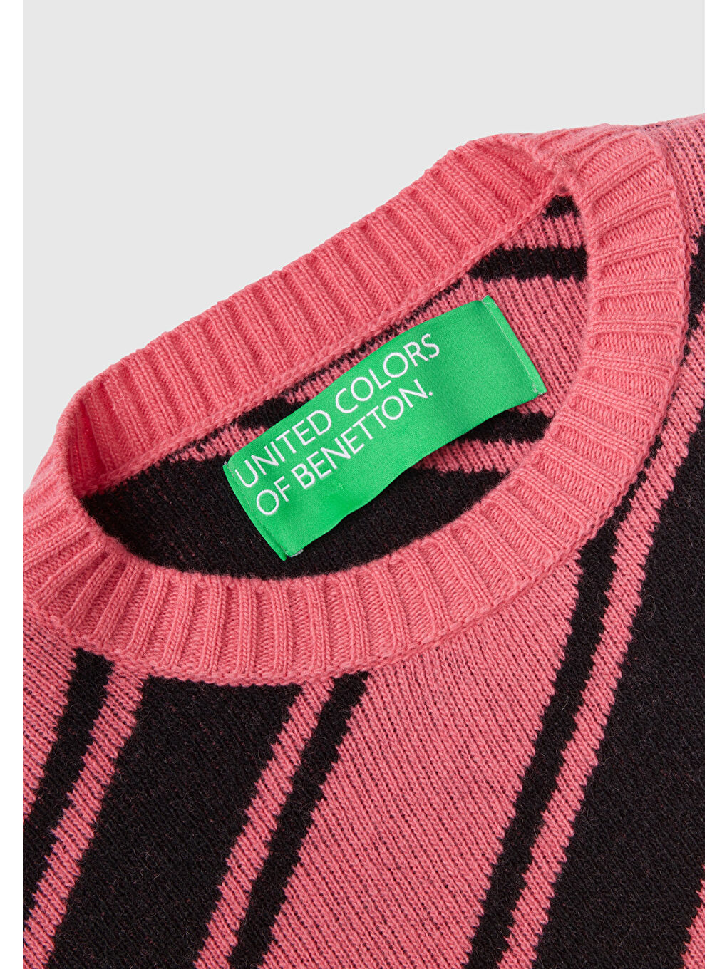 Pembe Kadın Gül Kurusu Yün Karışımlı Çapraz Çizgili Kazak-5