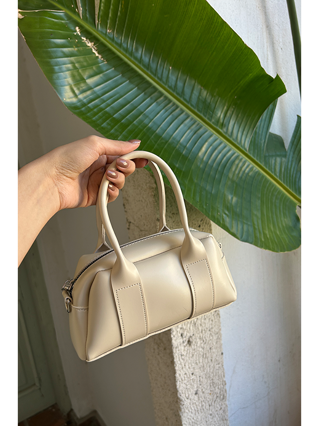 Ekru Arte El Ve Çapraz Çanta Krem-5