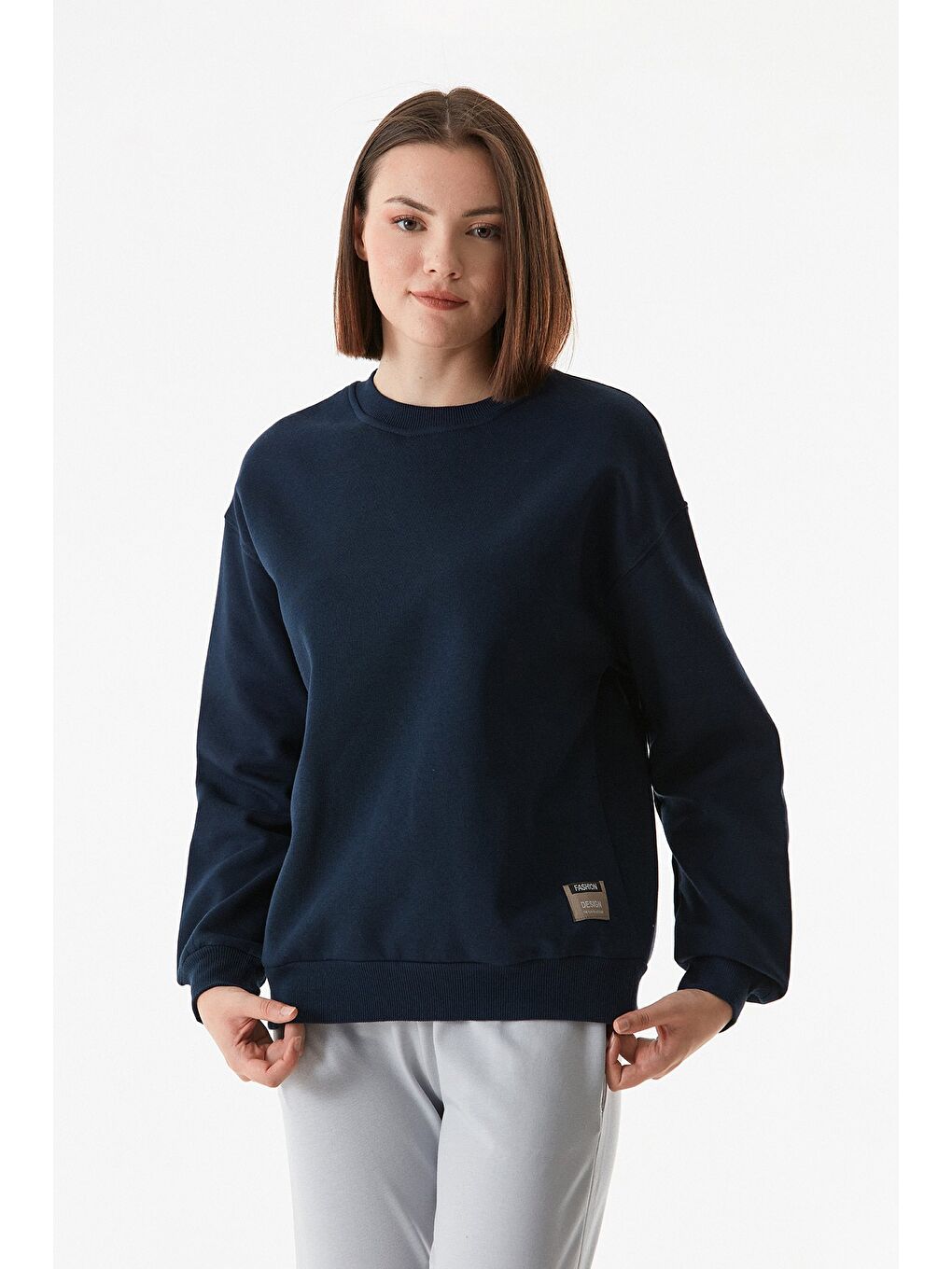 Fullamoda Lacivert Basic Bisiklet Yaka Sweatshirt - 4