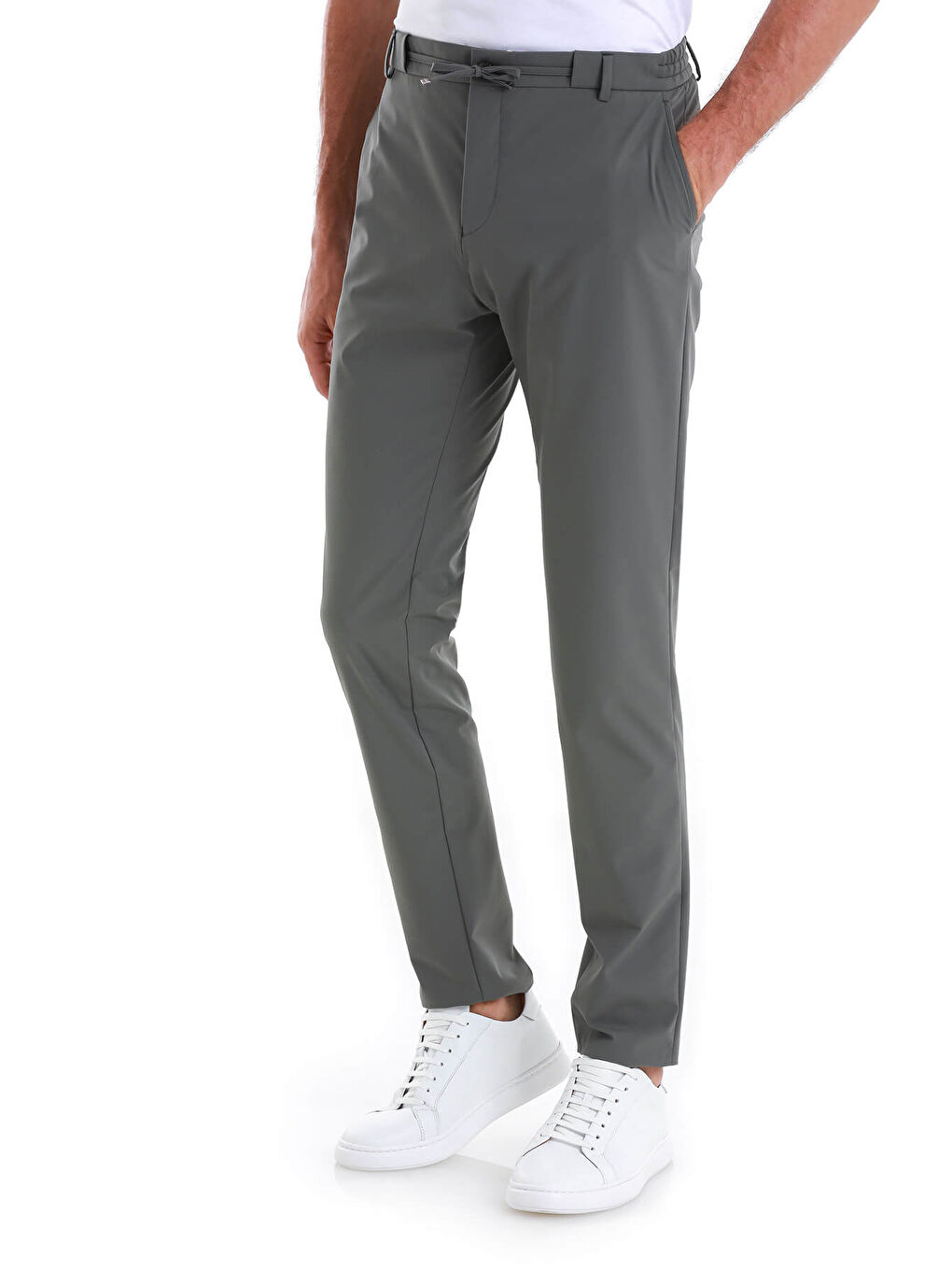 Hatemoğlu Haki Slim Fit Çizgili Yandan Cepli Jogger Pantolon - 2