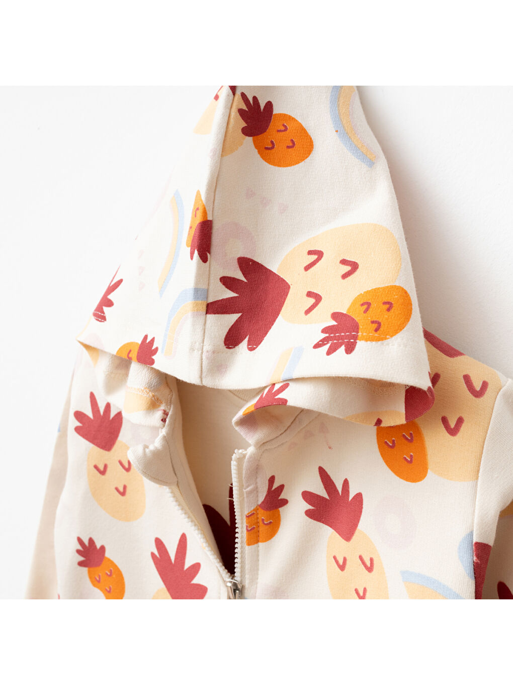 Turuncu Kız Bebek Ananas Desenli Sweatshirt Pantolon T-shirt 3'lü Alt Üst Bebek Takımı 3Ay - 36Ay-2