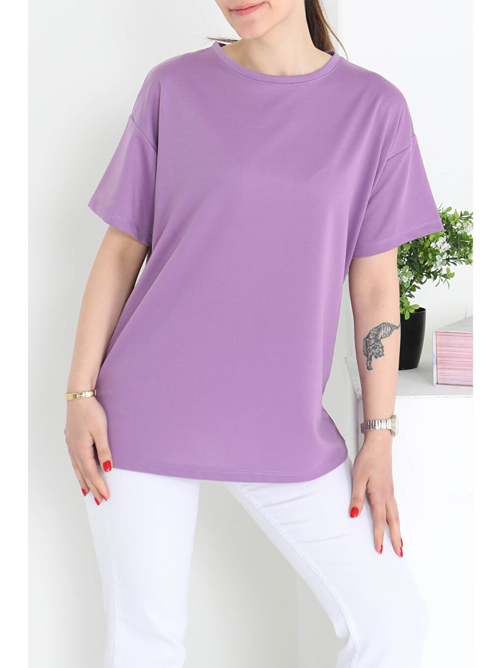 Kısa Kollu T-Şhirt Lila - 27140