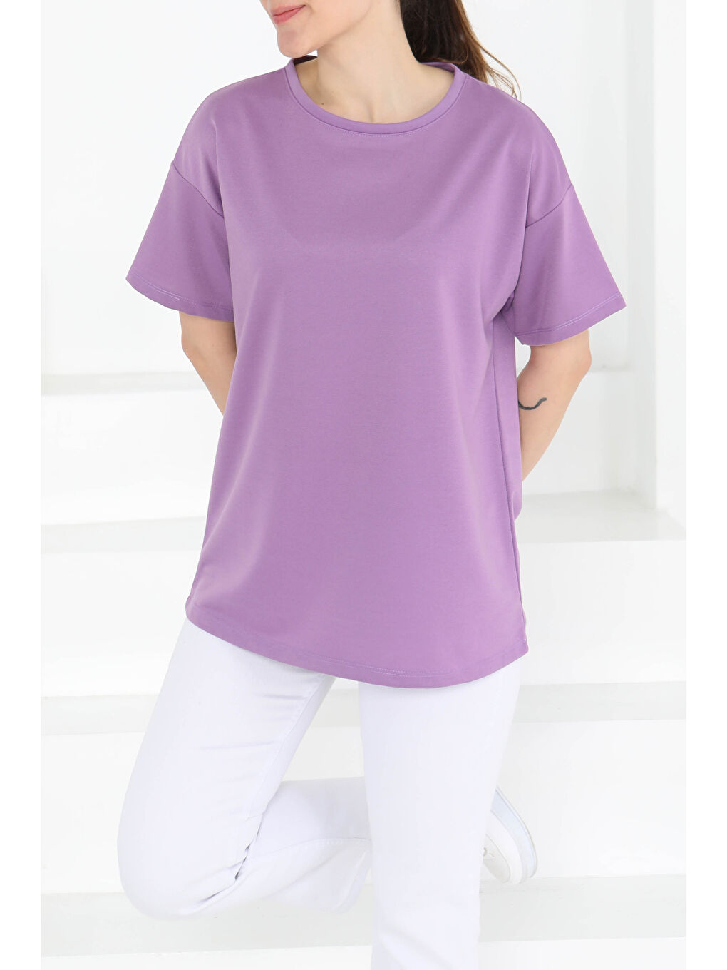 Kısa Kollu T-Şhirt Lila - 27140-2