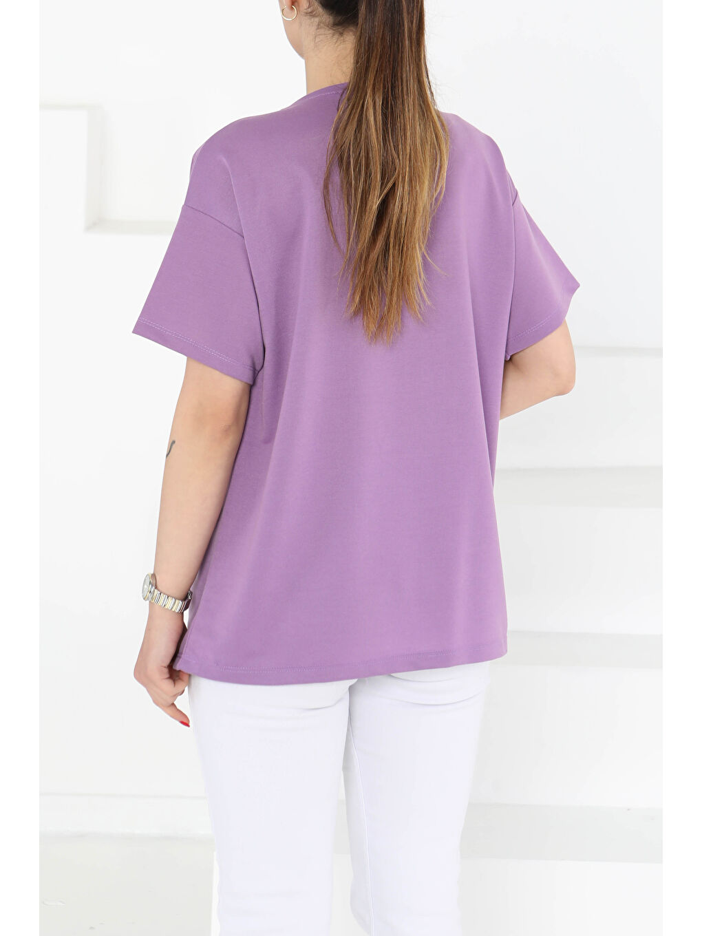 Kısa Kollu T-Şhirt Lila - 27140-4