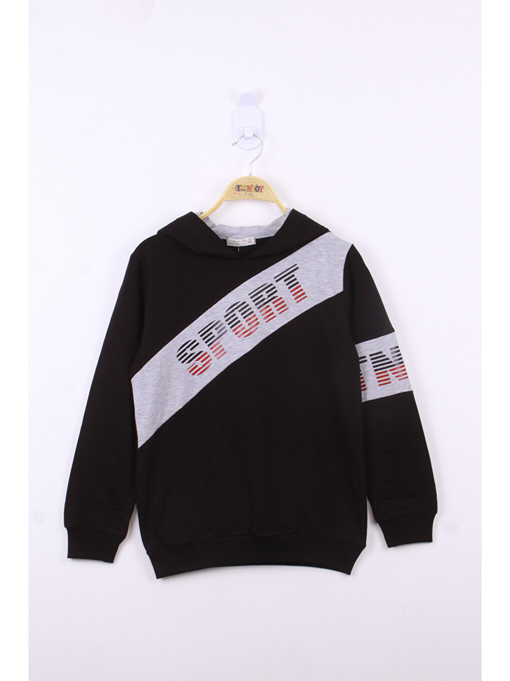 Siyah Erkek Sport Baskılı Sweatshirt-1