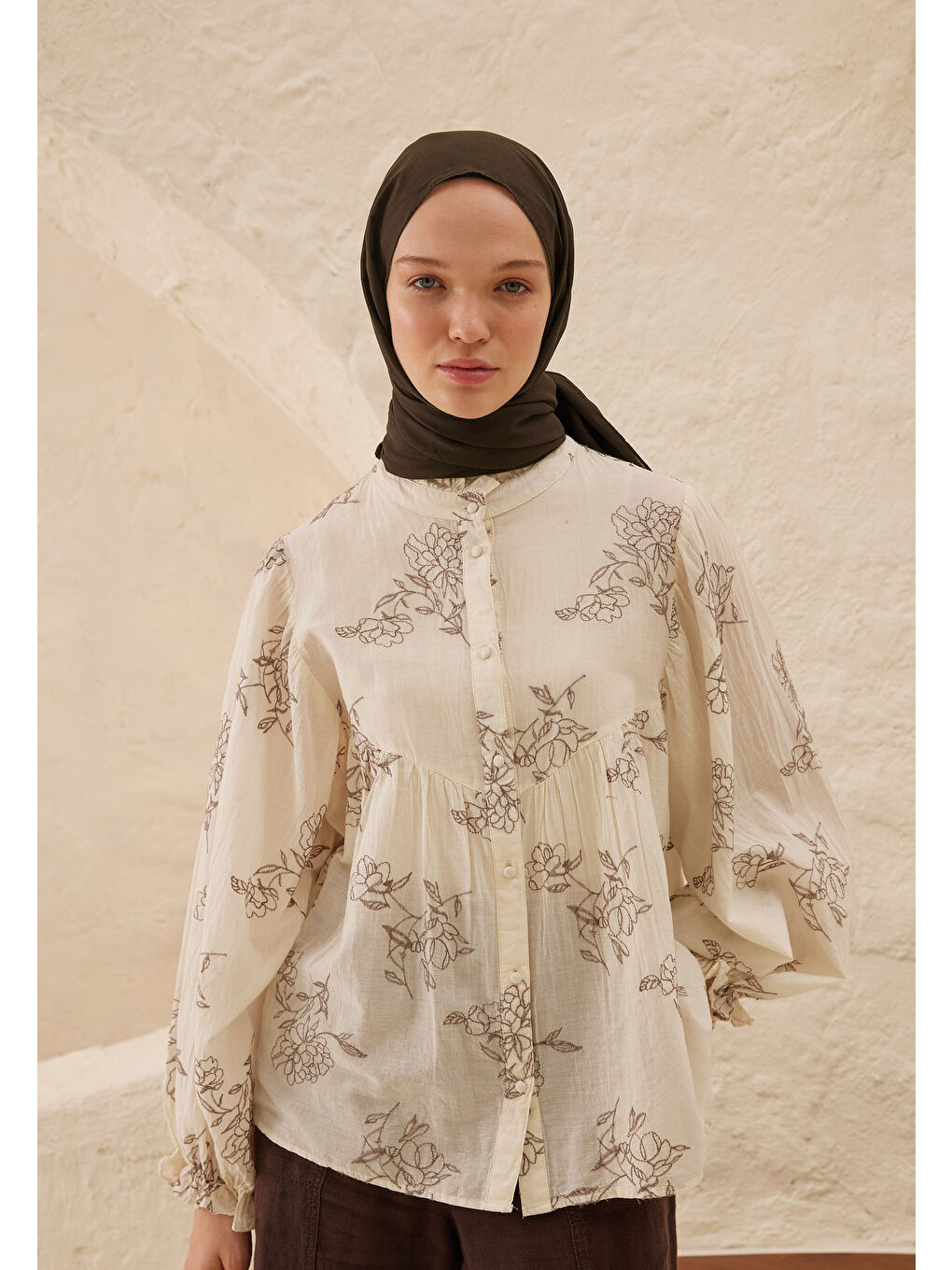 Kahverengi İnce Pamuk Vual Şal Acı Kahve-1