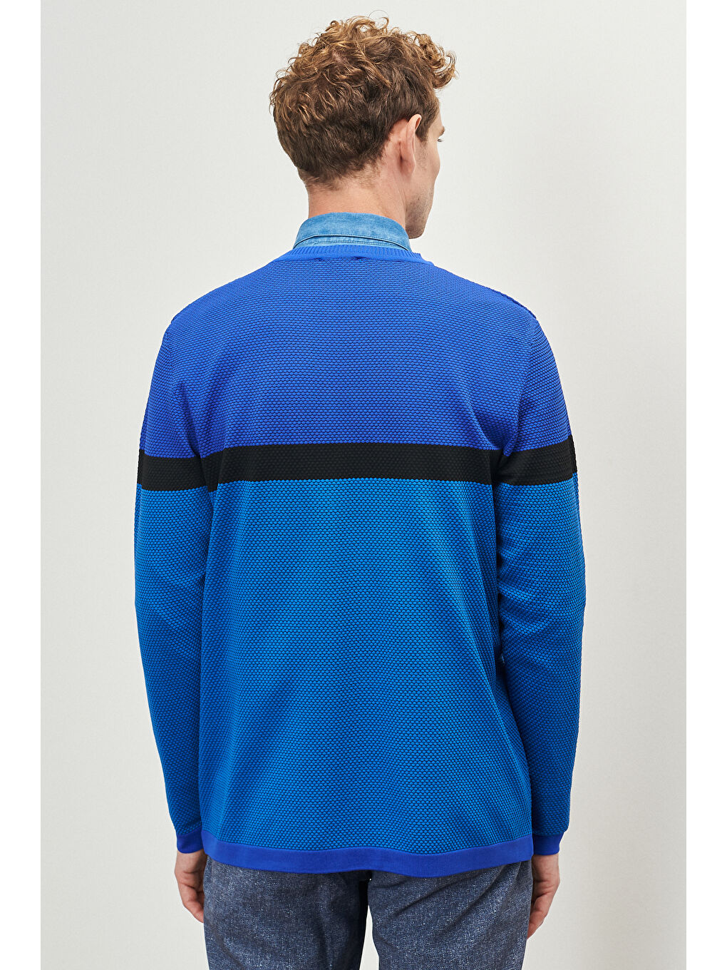 Mavi Erkek Saks-Siyah Standart Fit Normal Kesim Bisiklet Yaka Petek Dokulu Kışlık Triko Kazak-4