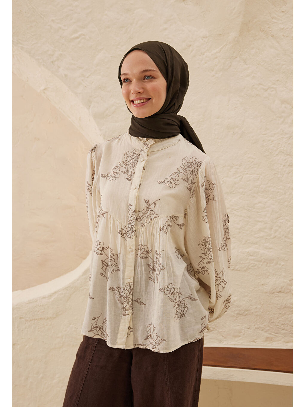 Kahverengi İnce Pamuk Vual Şal Acı Kahve-2