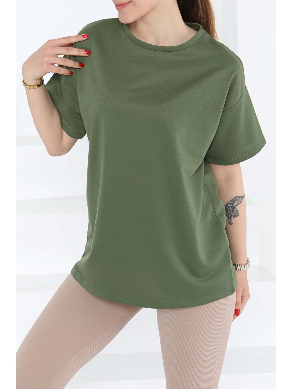 Kısa Kollu T-Şhirt Haki - 27140-2