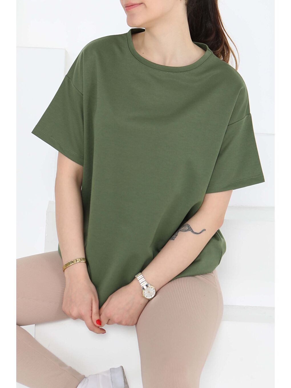 Kısa Kollu T-Şhirt Haki - 27140-3