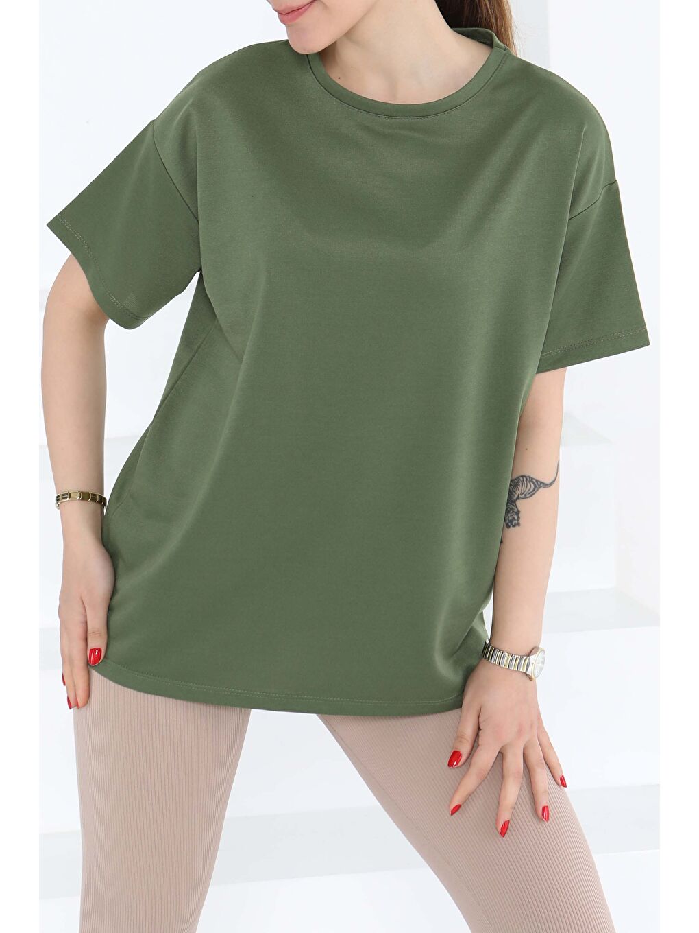 Kısa Kollu T-Şhirt Haki - 27140-4