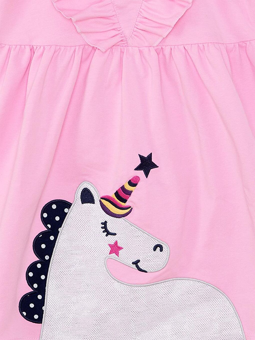 Denokids Pembe Simli Unicorn Kız Çocuk Pembe Elbise - 4