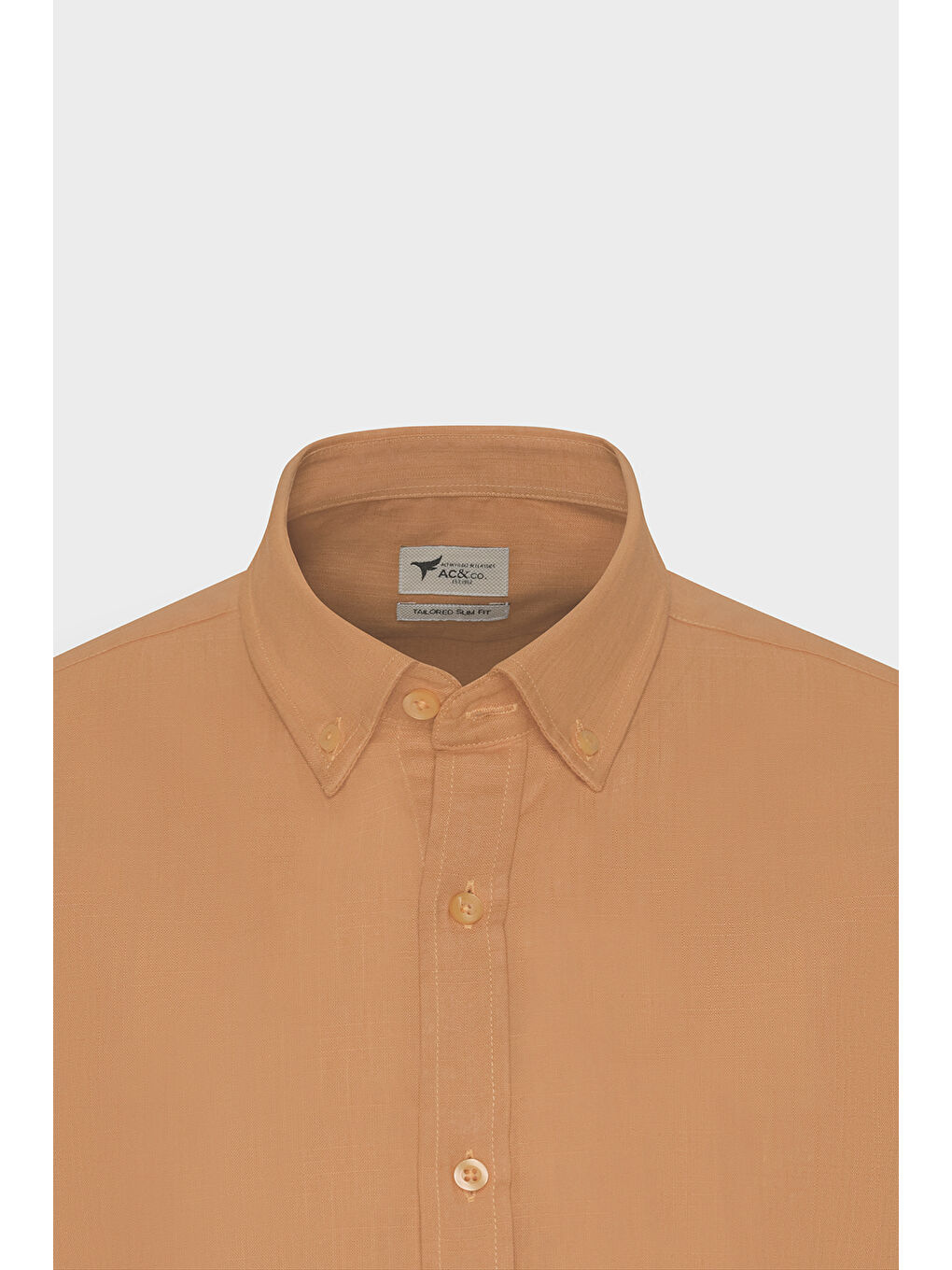 Kahverengi Erkek Kiremit %100 Pamuk Oxford Slim Fit Dar Kesim Düğmeli Yaka Flamlı Gömlek-6