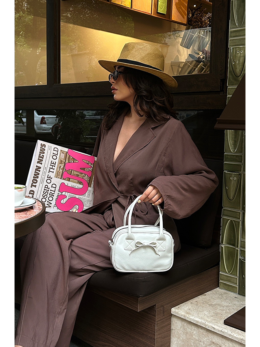 Ekru Perfect Kurdele Detaylı Bowling El Ve Çapraz Çanta Krem-6