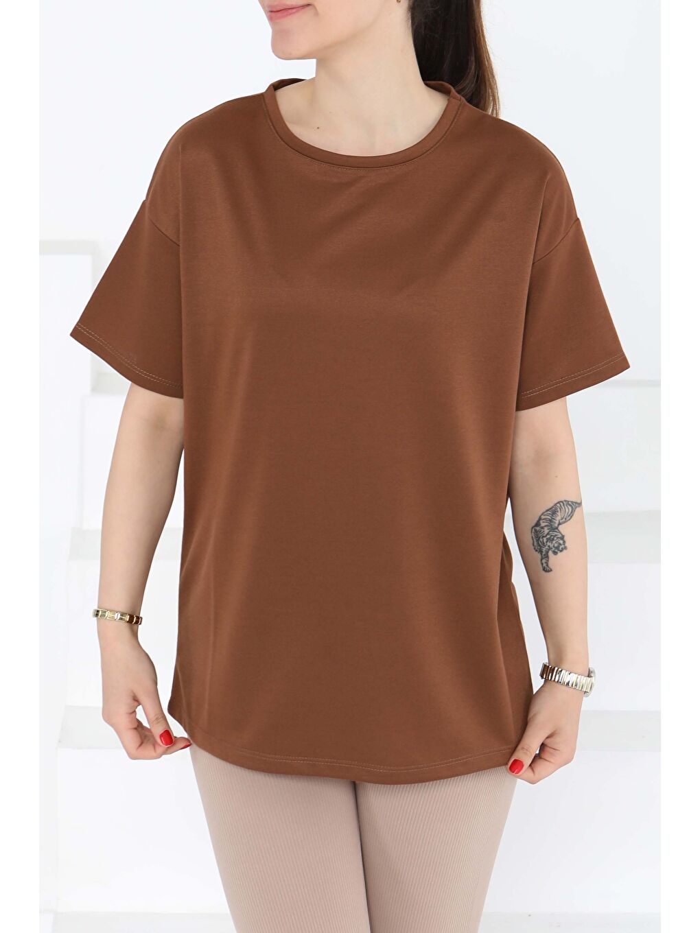 Kahverengi Kısa Kollu T-Şhirt Kahve - 27140-3
