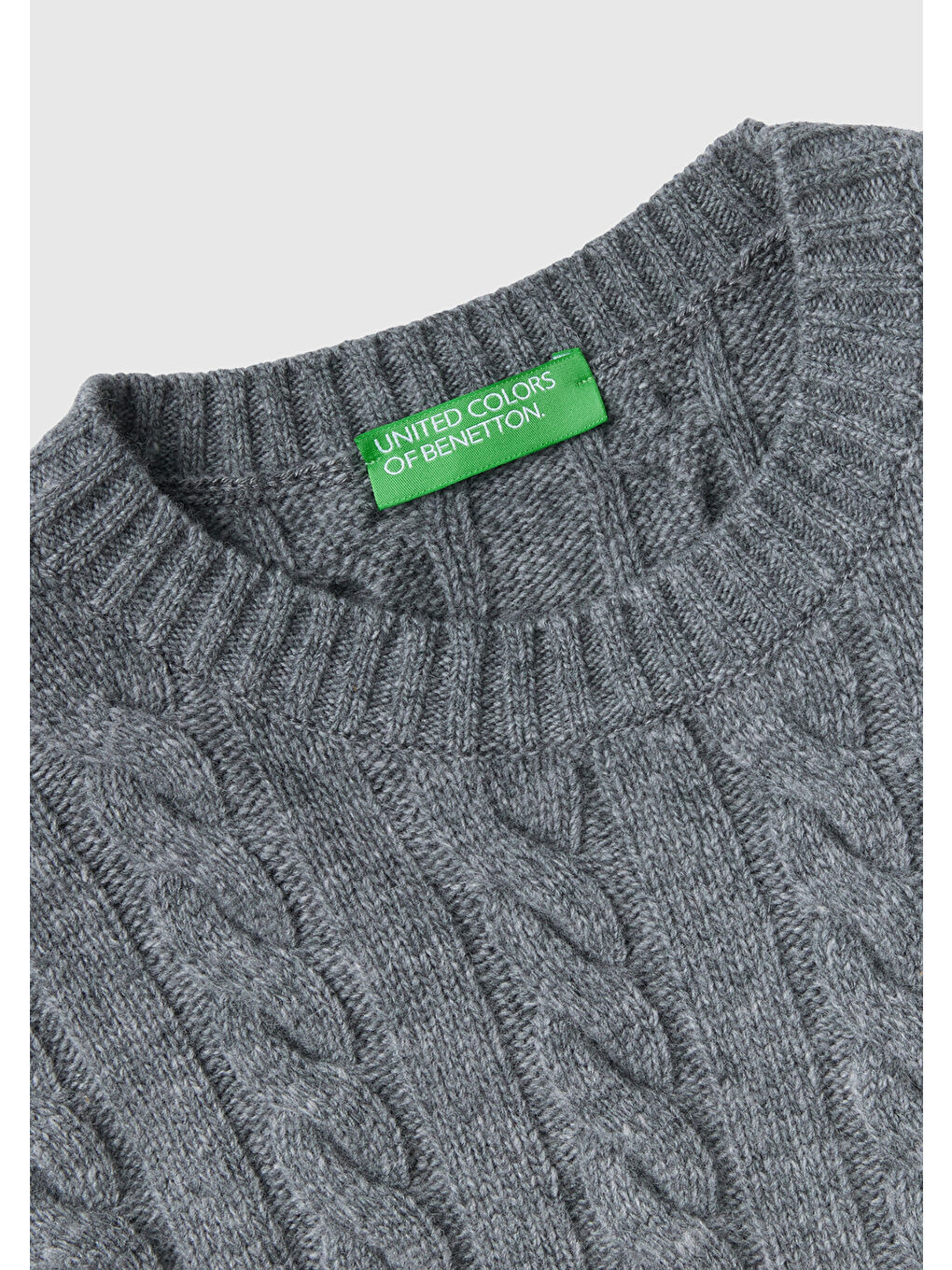 Kadın Antrasit Melanj Yün Karışımlı Saç Örgülü Crop Kazak-5