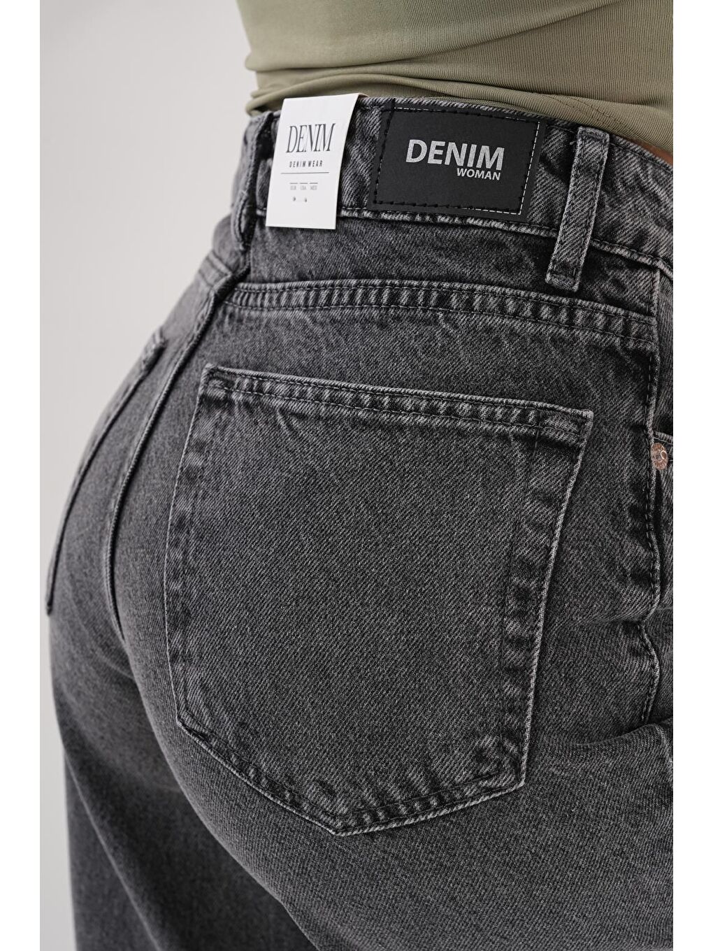 Kadın Palazzo Salaş Paça Süper Yüksek Bel Jean Pantolon Antrasit-5