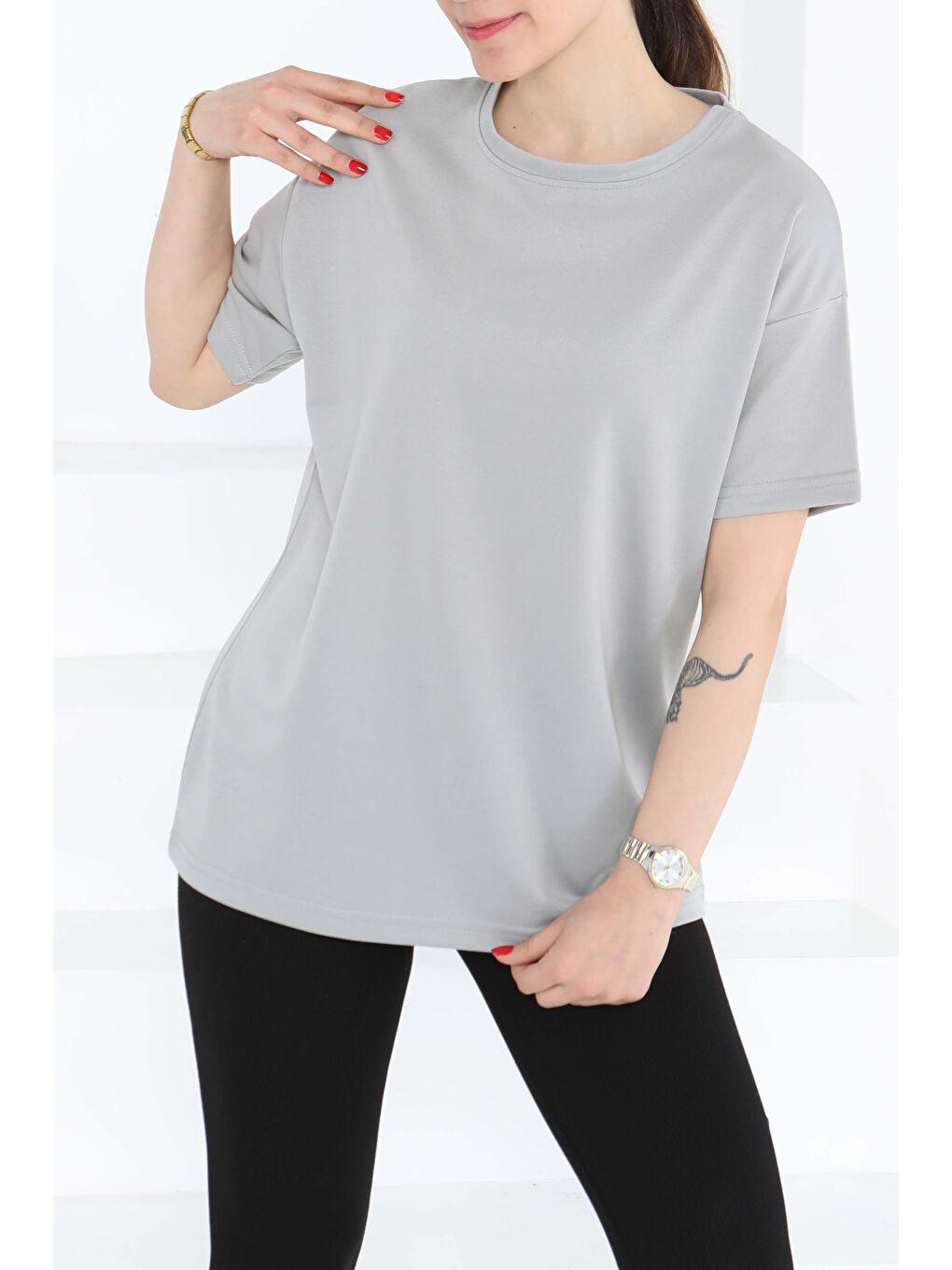 Kısa Kollu T-Şhirt Gri - 27140