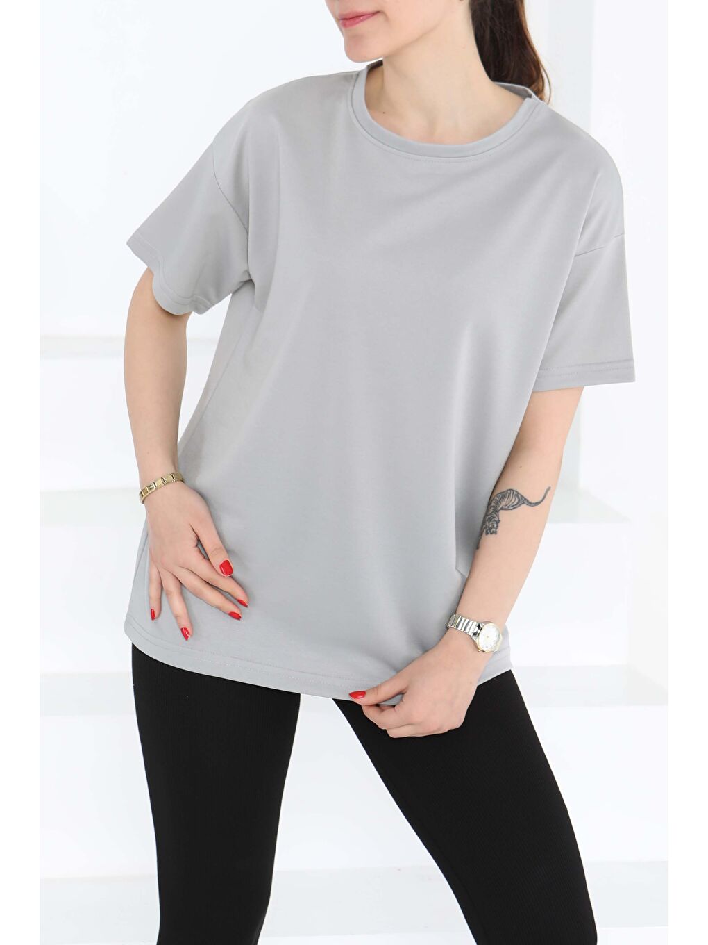 Kısa Kollu T-Şhirt Gri - 27140-1