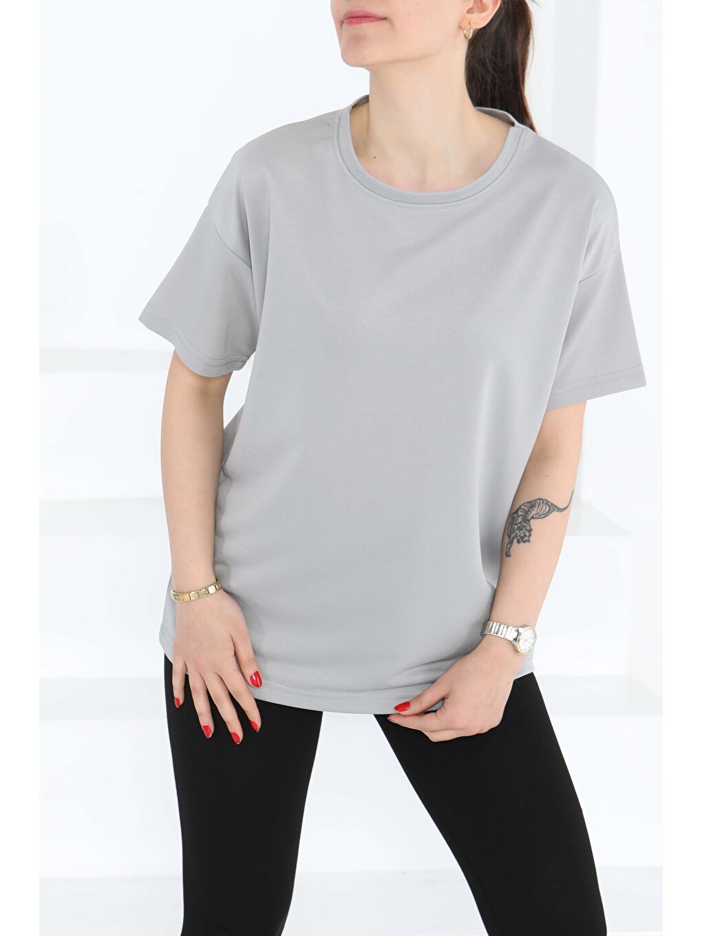 Kısa Kollu T-Şhirt Gri - 27140-2