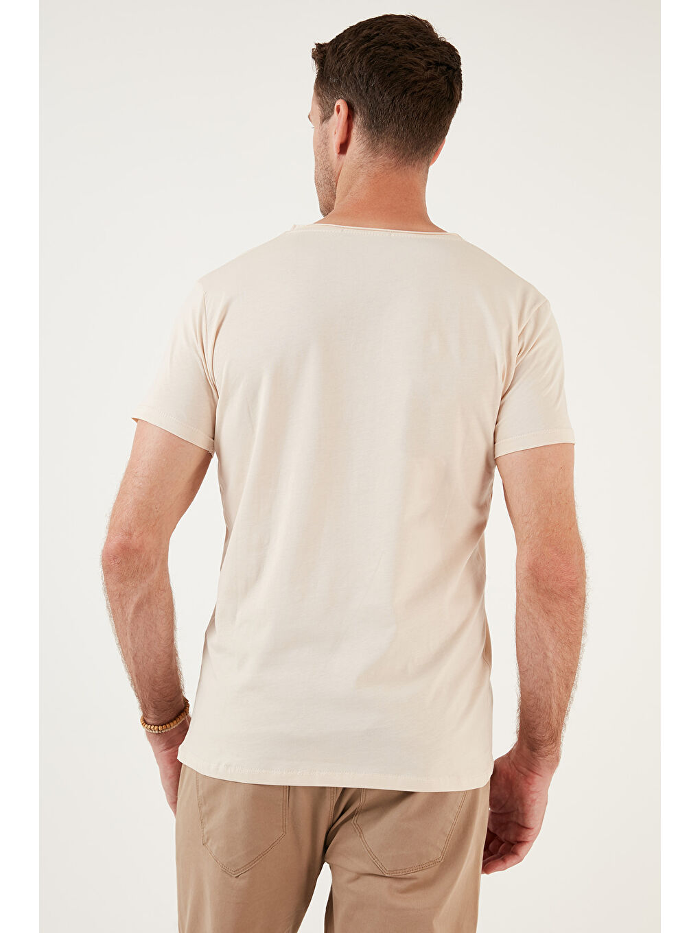 Beyaz Pamuklu Slim Fit Bisiklet Yaka Baskılı 3'lü Paket %100 Pamuk Tişört 541S31-5