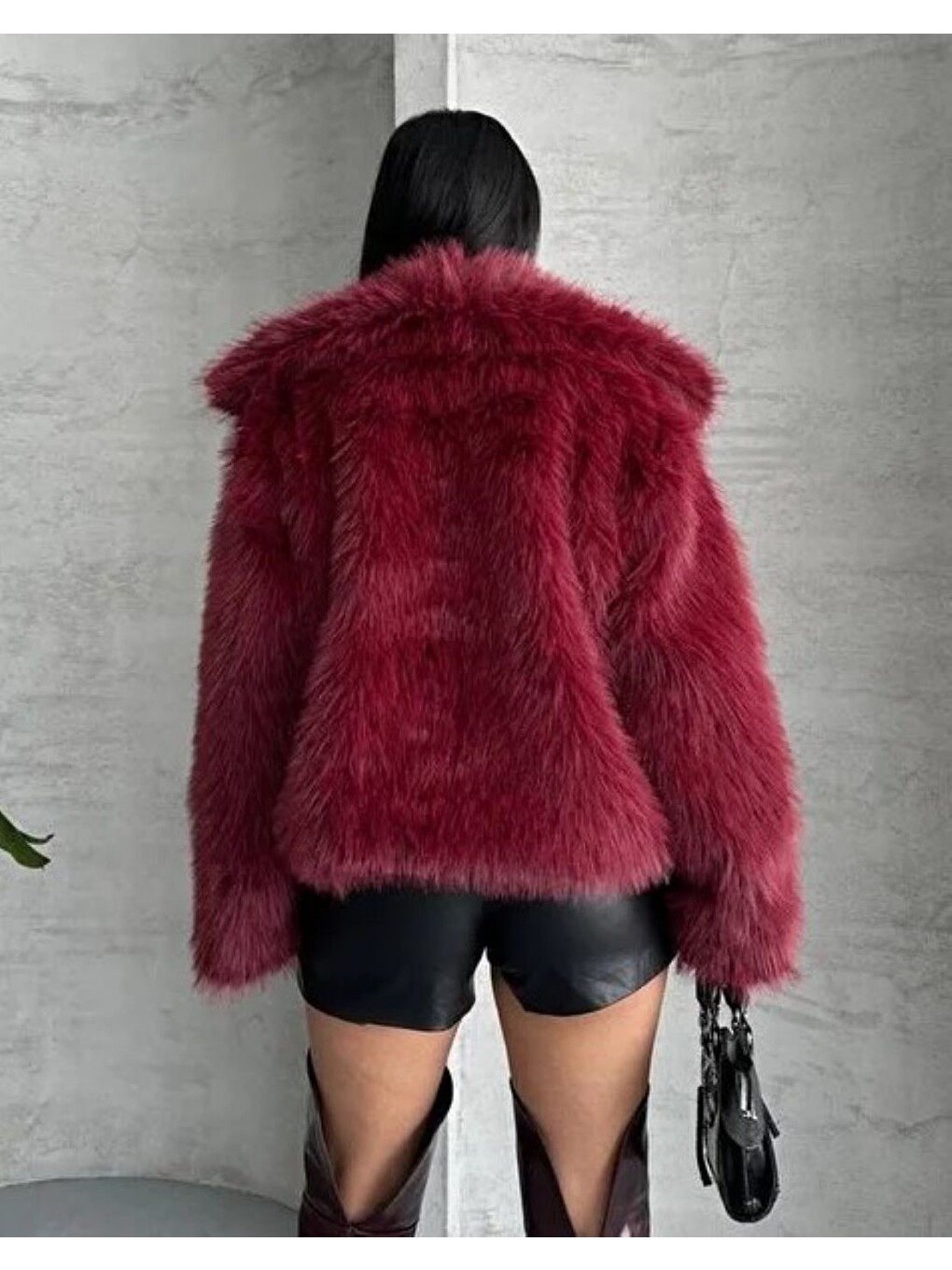 Zr Model Beyaz Premium Suni Kürk Ceket Kırmızı-1