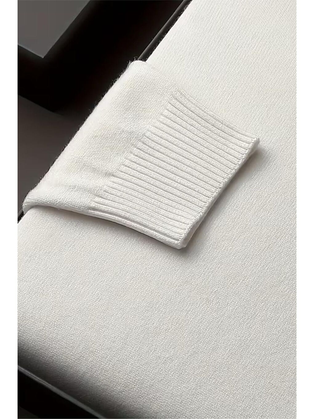 Beyaz Premium Slim Fit Pamuk Polyester Erkek Boğazlı Kazak Triko-3