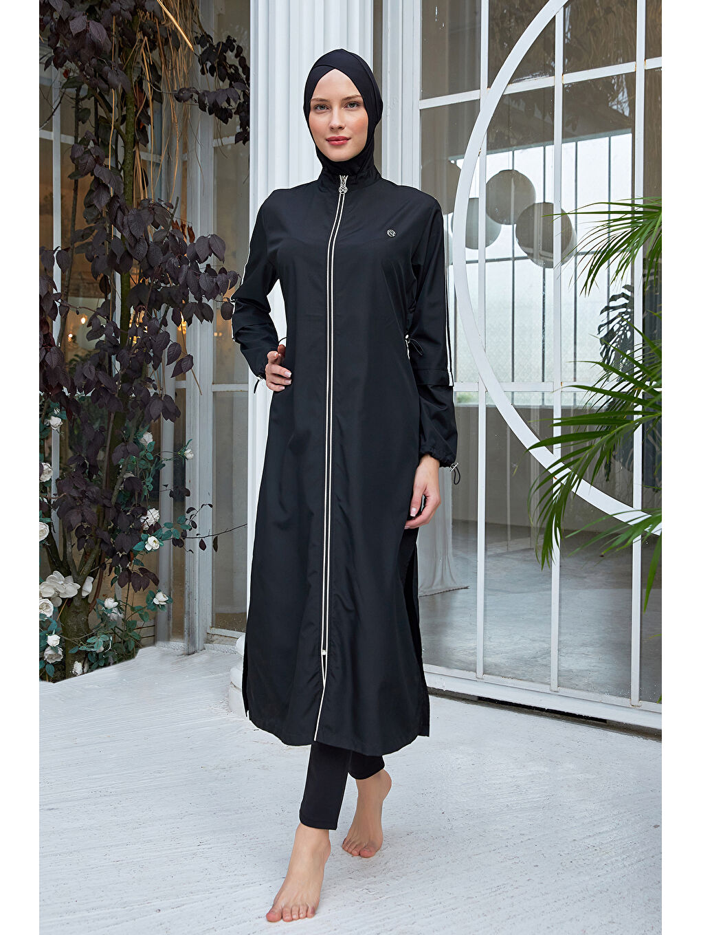 Büyük Beden Uzun Tam Boy Tam Kapalı Tesettür Mayo 2406 Siyah
