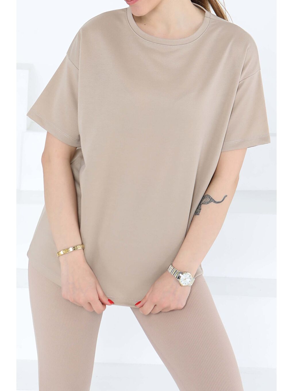 Kısa Kollu T-Şhirt Bej - 27140