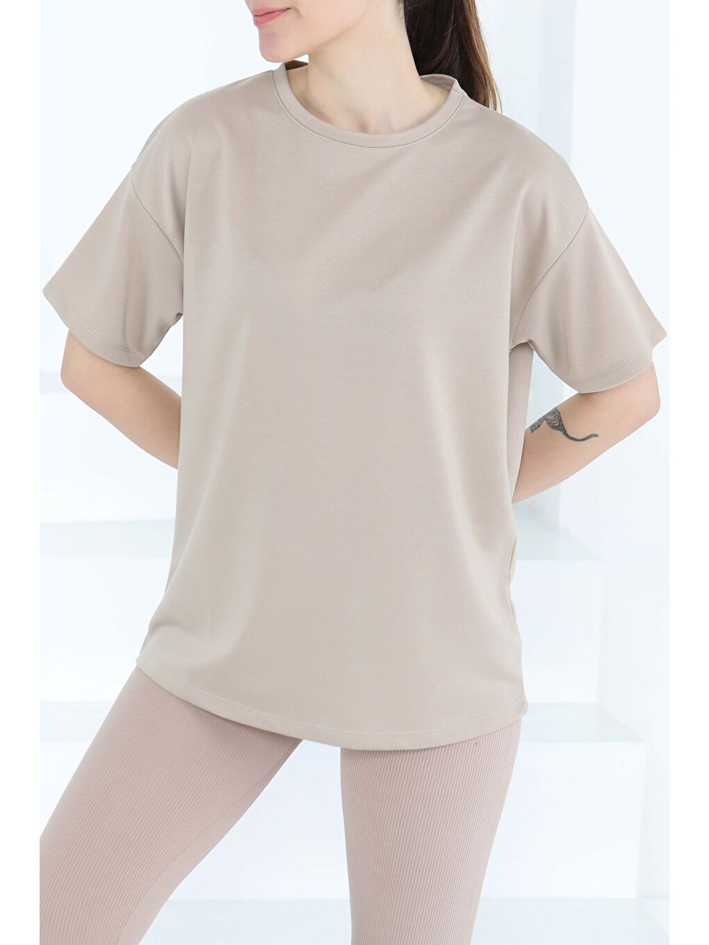 Kısa Kollu T-Şhirt Bej - 27140-2