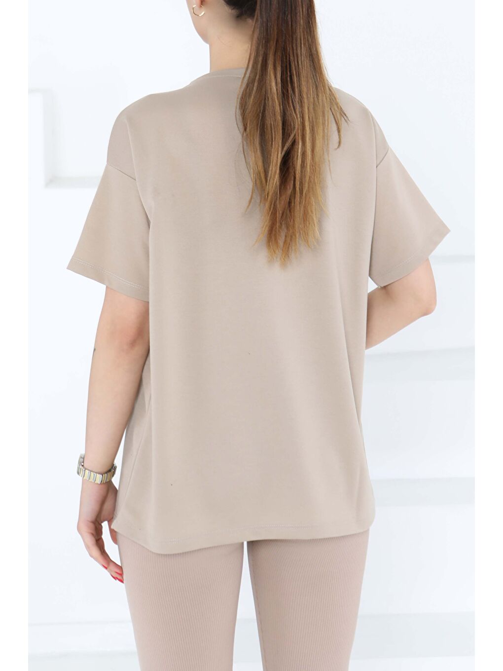 Kısa Kollu T-Şhirt Bej - 27140-4