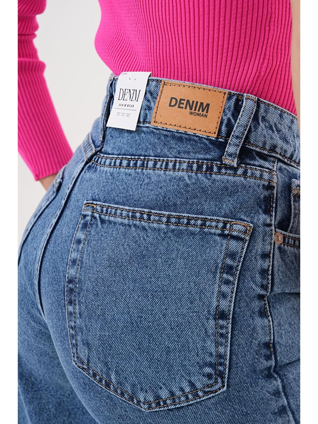 Kadın Palazzo Salaş Paça Süper Yüksek Bel Jean Pantolon Lacivert-6