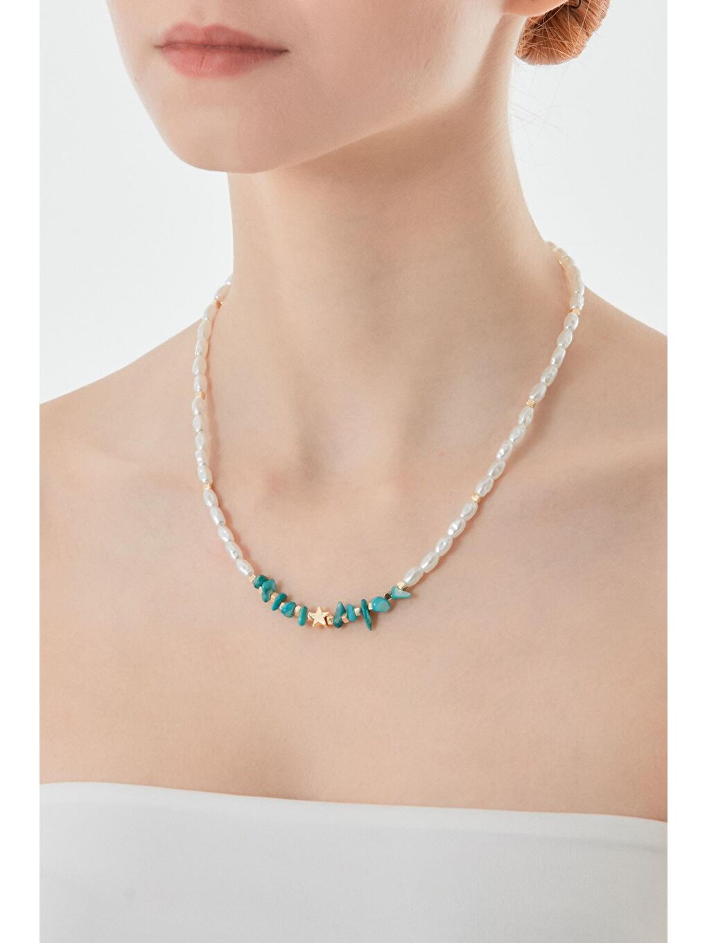 Mavi Yıldız Figür Boncuk Kolye-1