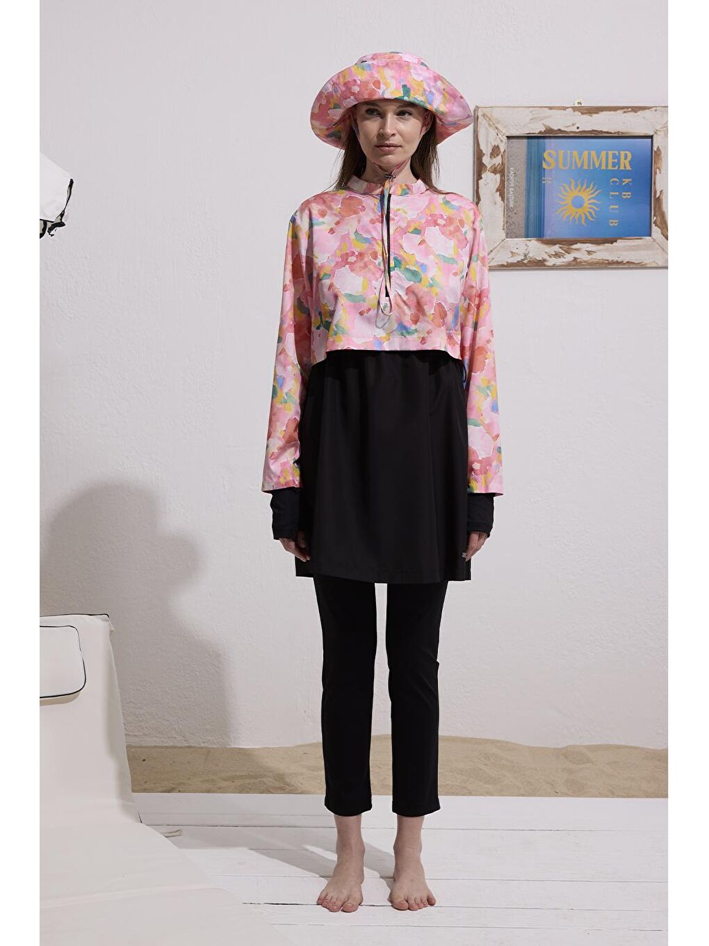 Pembe Bağlanabilir Bucket Şapka Elly-2