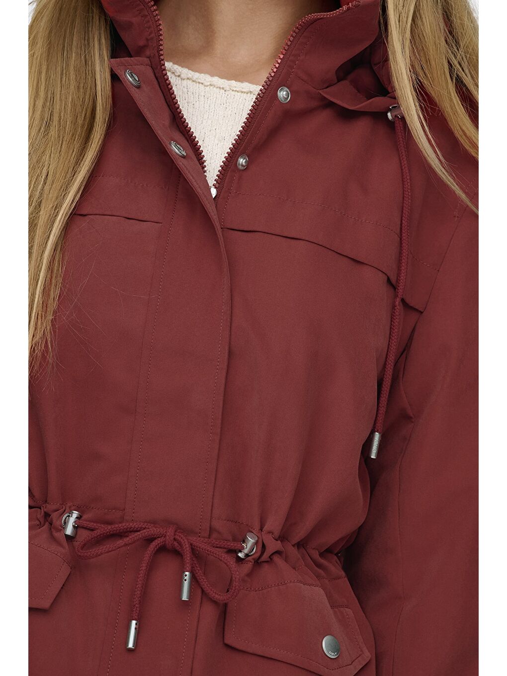 Mercan Onlnewstarline Regular Fit Kapüşonlu Cepli Mevsimlik Kadın Mont 15218612-2