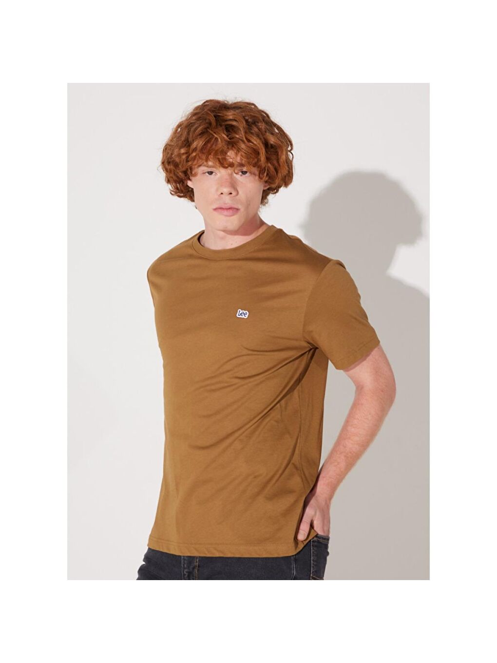 Erkek Kahverengi Yuvarlak Yaka Spor Tişört