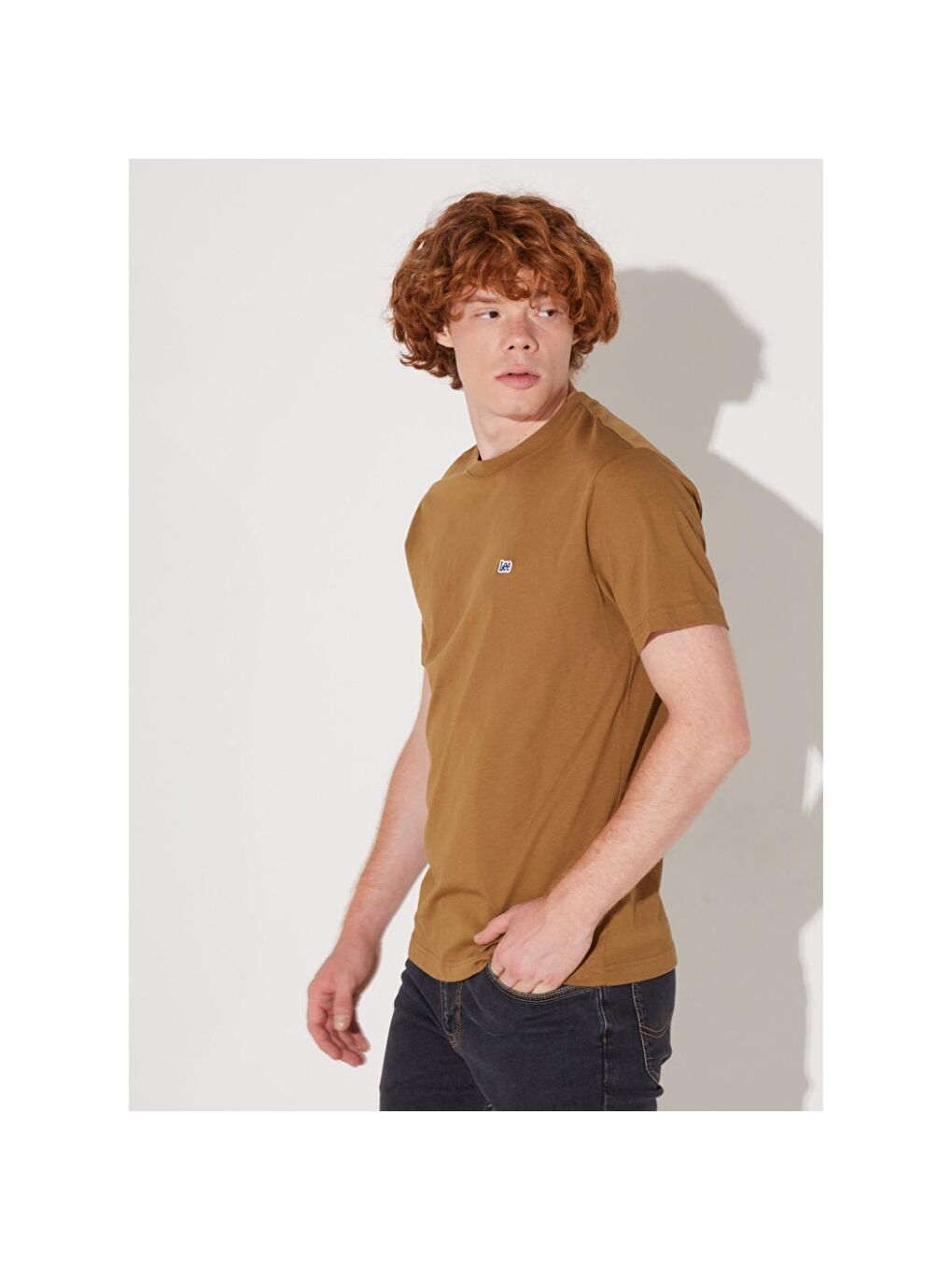 Erkek Kahverengi Yuvarlak Yaka Spor Tişört-1