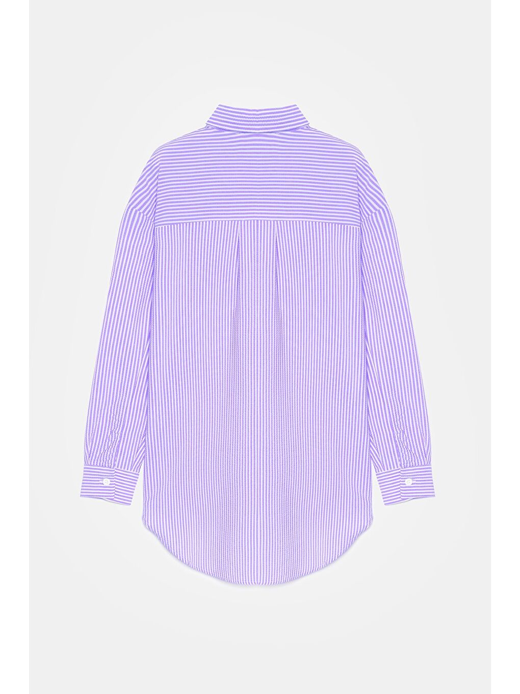 Lila Kadın Çizgili Dokulu Regular Basic Gömlek - Tek Cepli-3