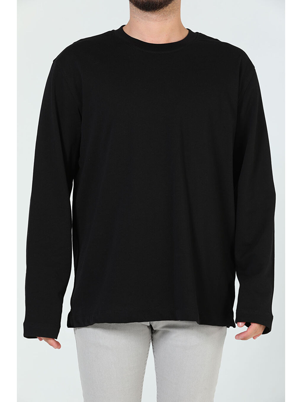 Mishar İtalia Siyah Erkek Bisiklet Yaka Ovesize Basic Sweatshirt - 5