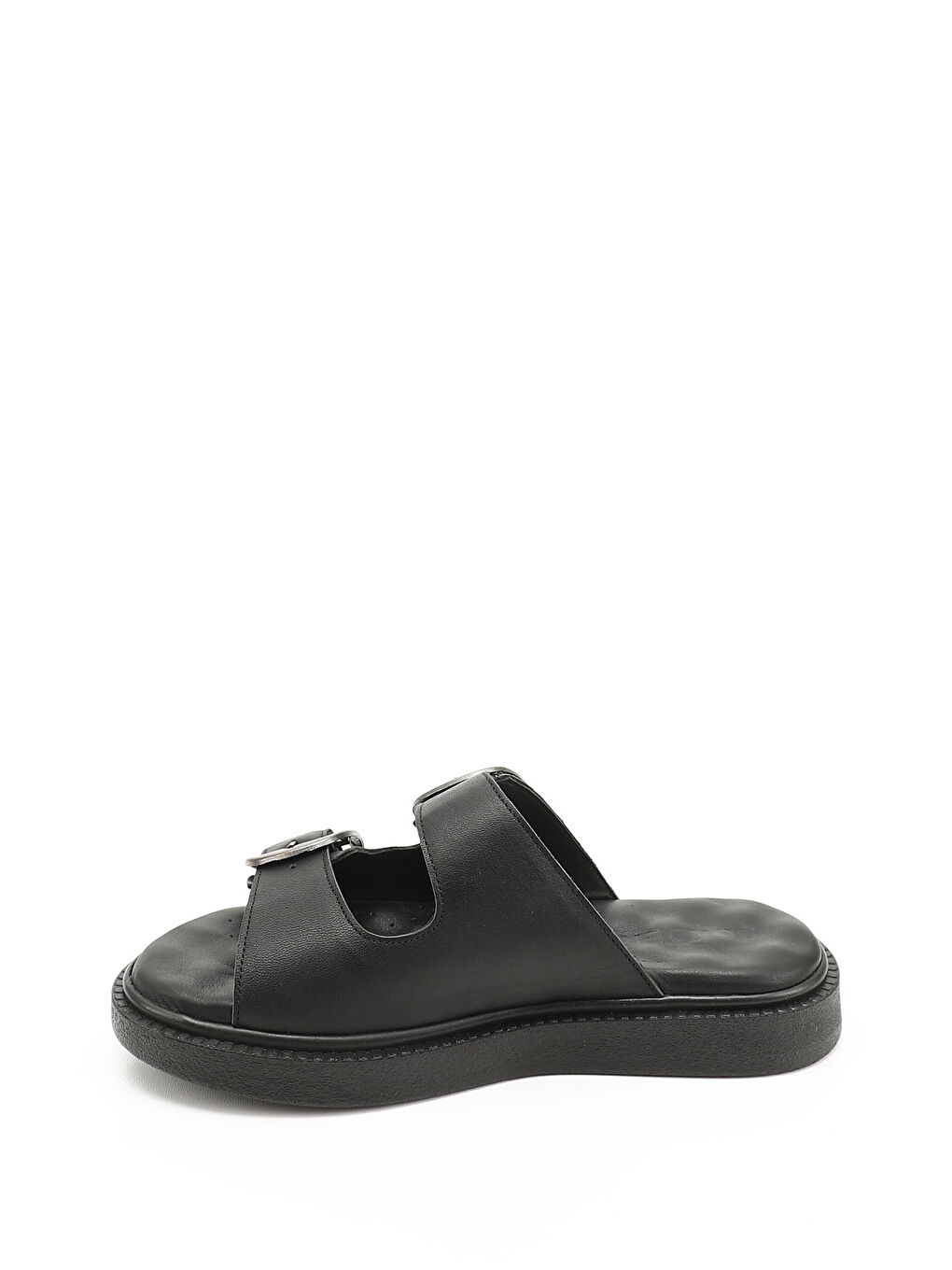 Mor Kadın ZÜMRÜT-SİYAH Tokalı Hakiki Deri Comfort Terlik-1