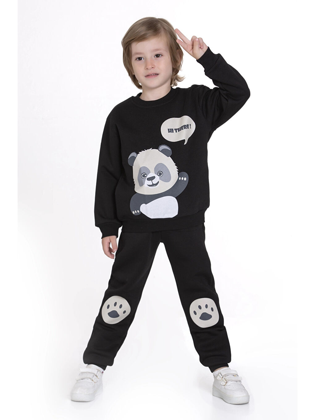 Siyah Panda Baskılı Takım 74110
