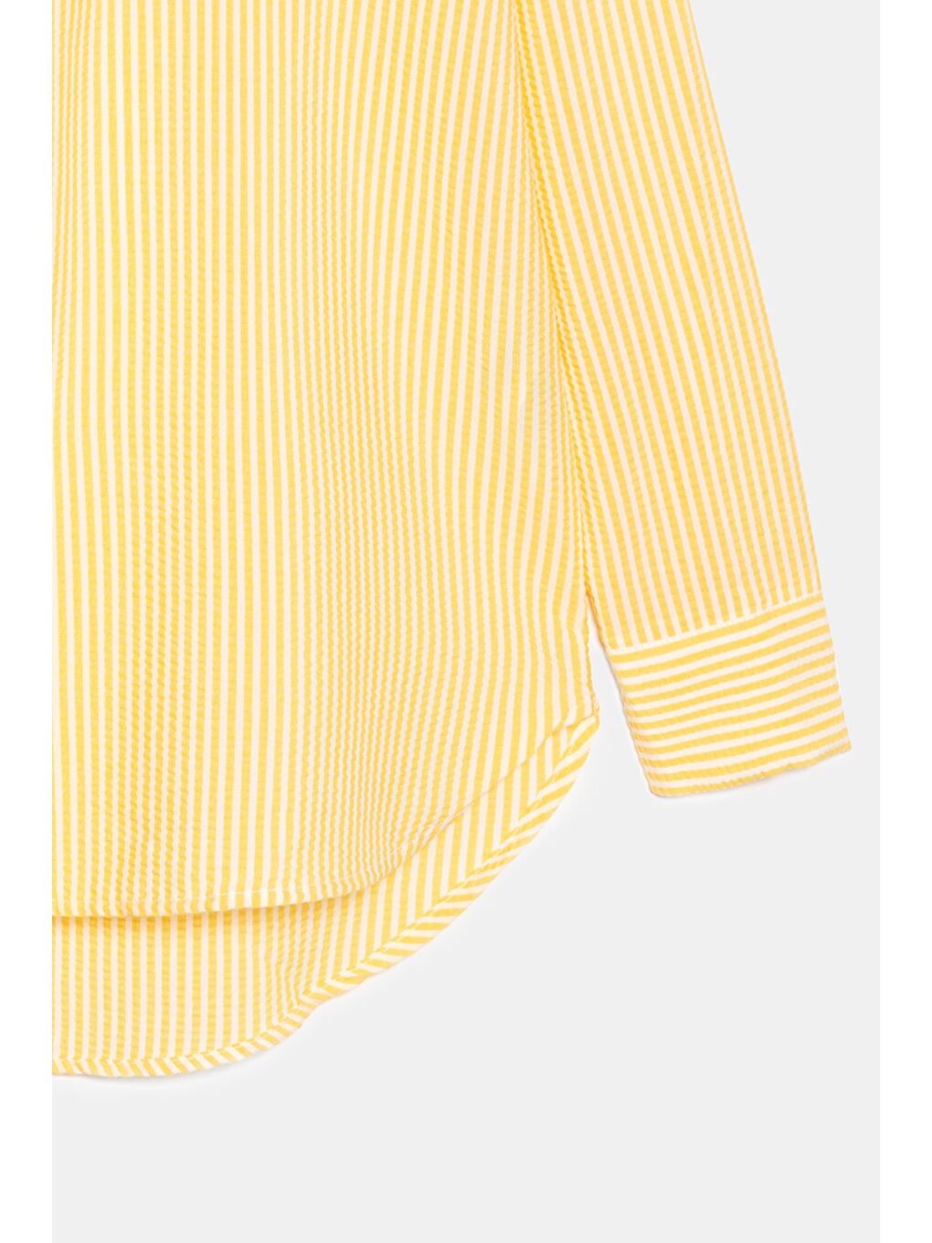 Sarı Kadın Çizgili Dokulu Regular Basic Gömlek - Tek Cepli-4