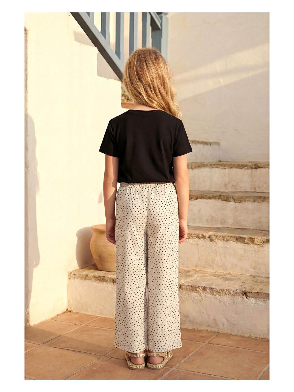 Kız Çocuk Pamuklu Siyah Fiyonk Detaylı Tişört Pantolon Takım-2