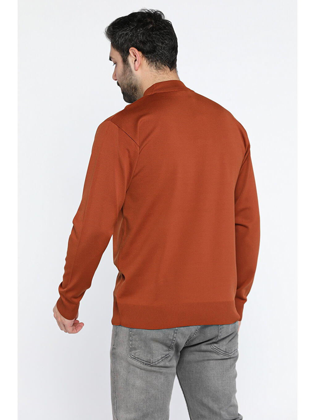 Kahverengi Yarım Balıkçı Yaka Erkek Triko Kazak-2