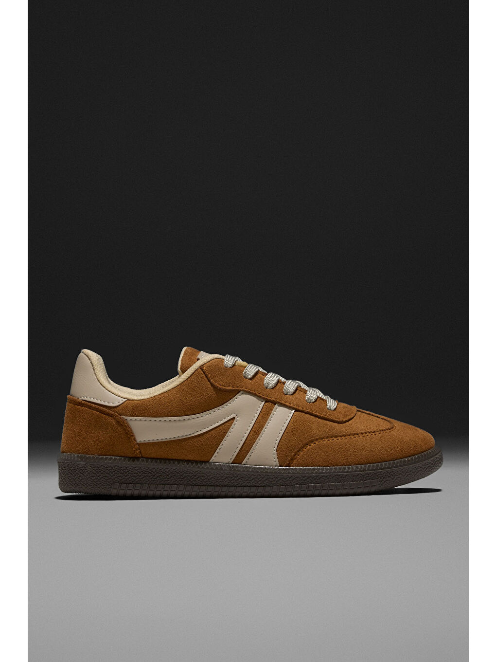 Kahverengi Kadın Taba Bej Termo Taban Yanı Şeritli Bağcıklı Günlük Rahat Spor Ayakkabı-2