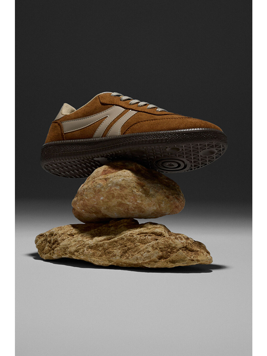 Kahverengi Kadın Taba Bej Termo Taban Yanı Şeritli Bağcıklı Günlük Rahat Spor Ayakkabı-3