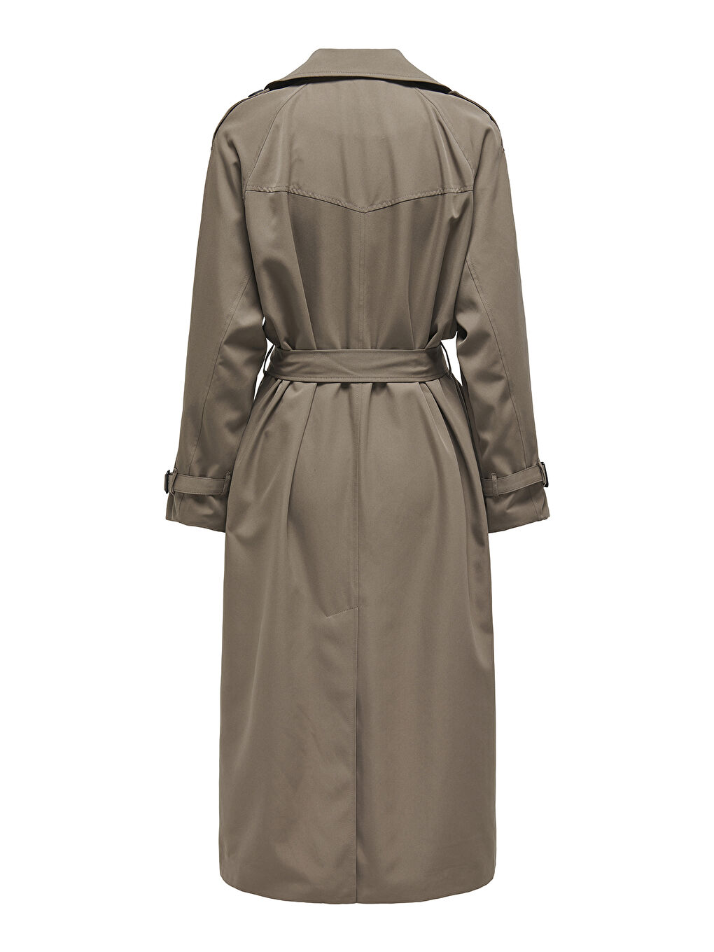 Bej Onlchloe Straight Fit Kruvaze Yaka Midi Boy Kemerli Kadın Trençkot 15242306-5